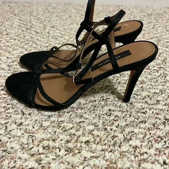 Ann Taylor Black Slingback Heels size 7.5 Strappy Preppy Cocktail Heels - Picture 4 of 5